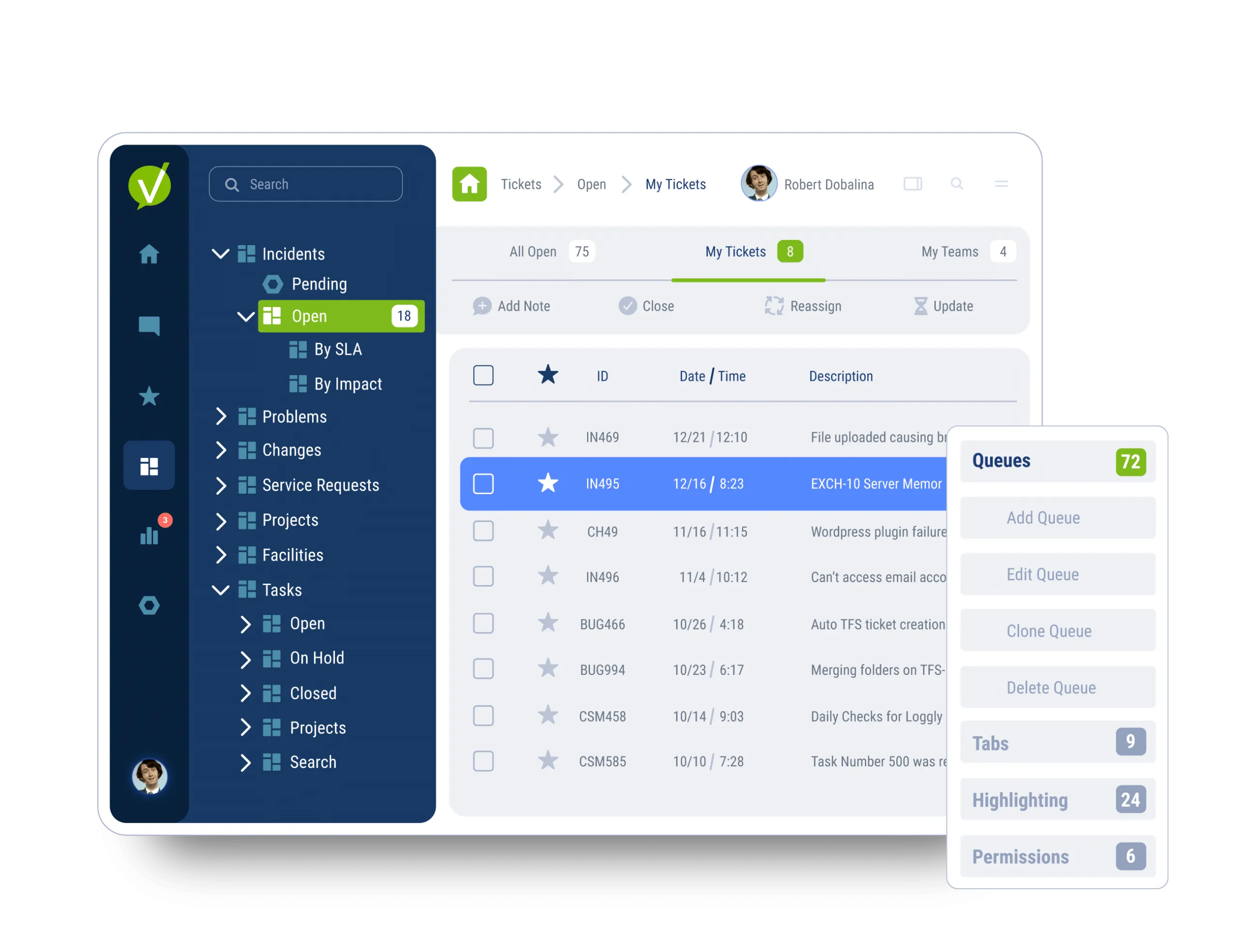 Vivantio service management workspace