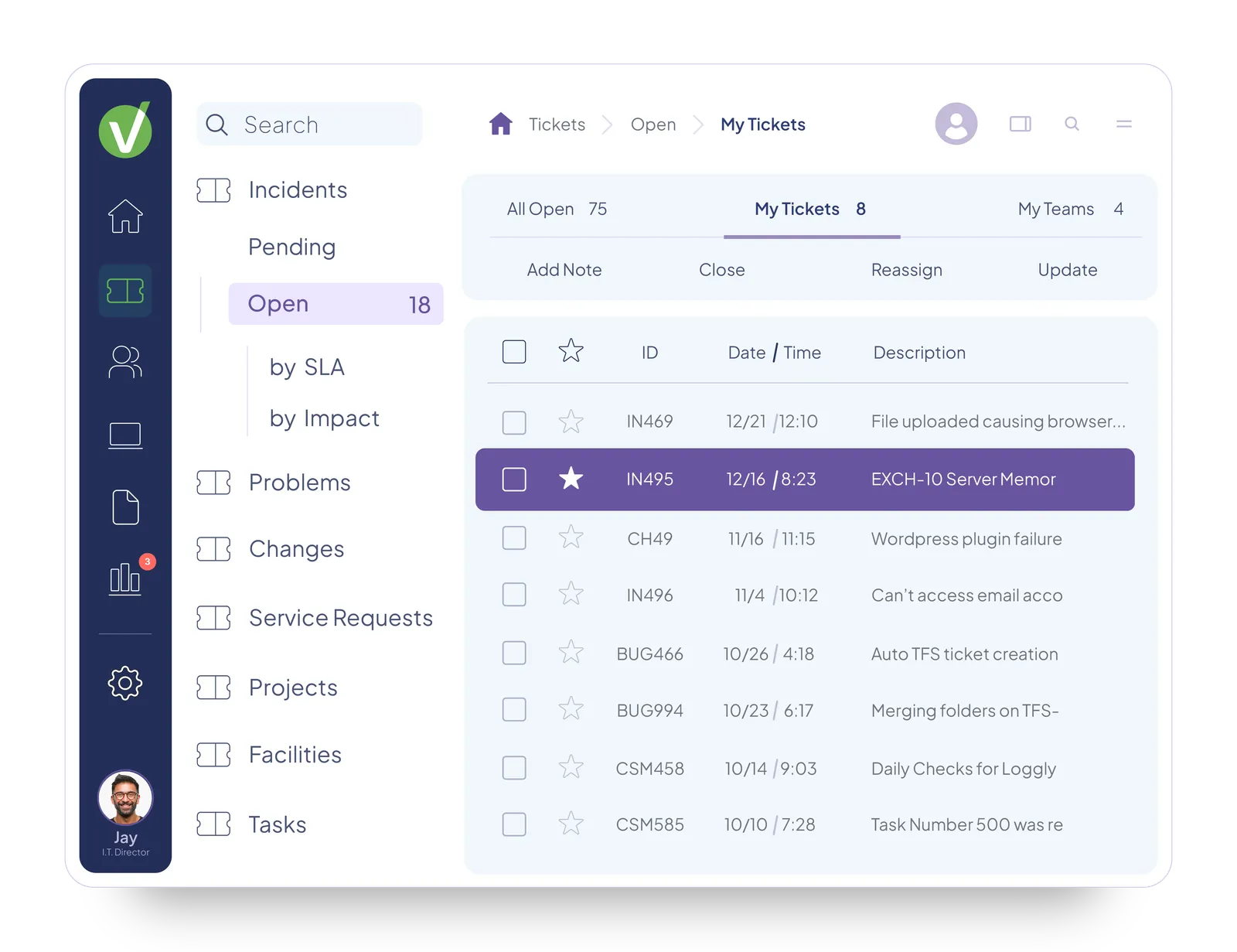 Vivantio service management workspace
