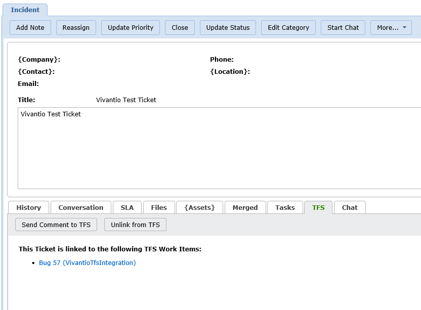 Team Foundation Service Ticket Details Tfs Sub Tab